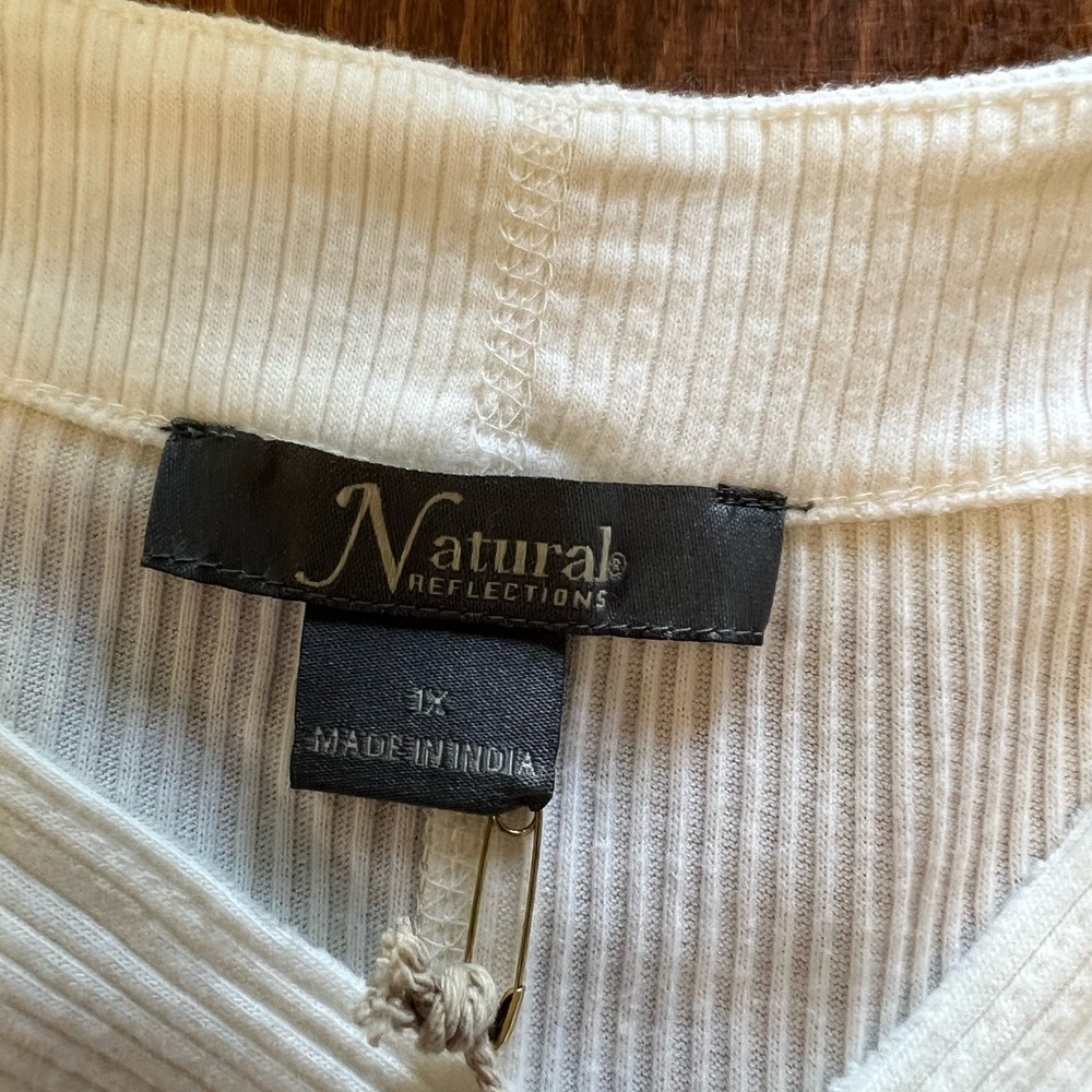 Natural Reflections Cream Ribbed Top - Picture 4 of 7